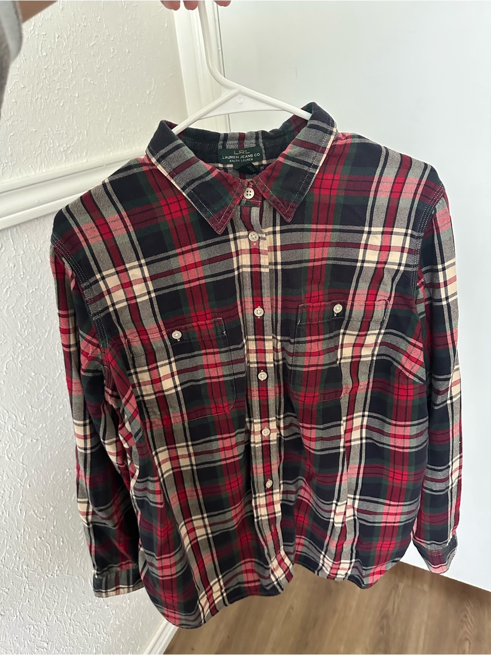 Ralph Lauren Red & Green Plaid Cotton Flannel Shirt - Womens